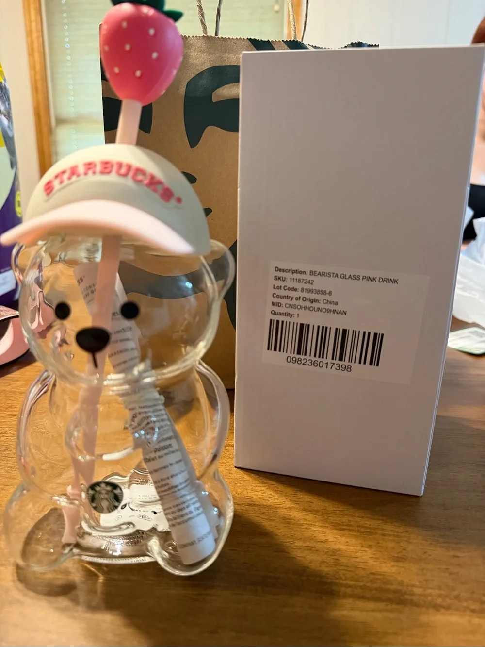 Starbucks Pink Bearista Glass Drink